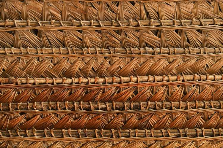 strand hus gjord av bambu halmtak peru semester arkitektur