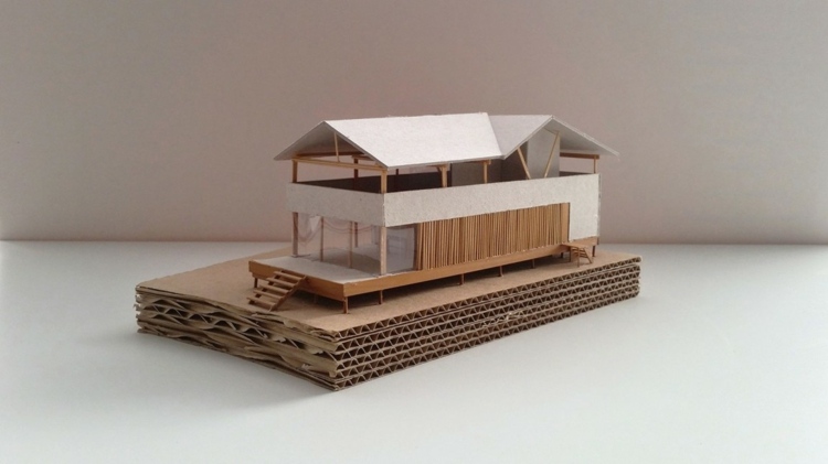 strand hus modell kartong design plan arkitektur havet