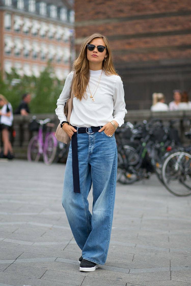 maskulint dammode street style jeans topp bälte