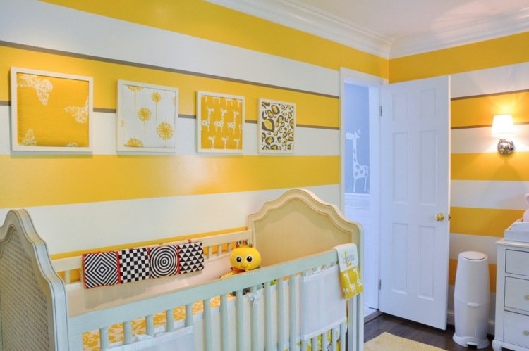 vägg-ränder-barnrum-soligt-gult-vitt-horisontellt