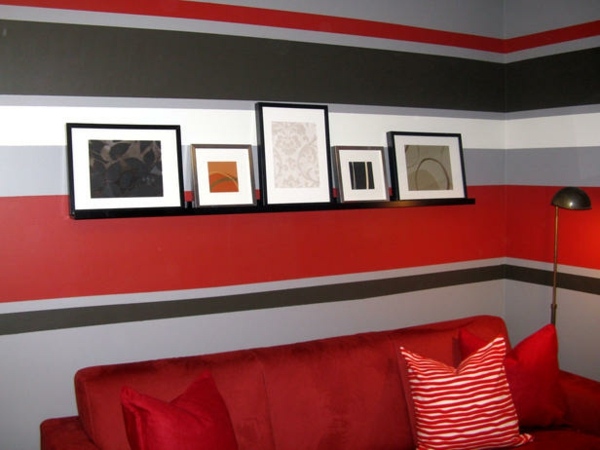 vägg-design-röda-ränder-på-väggen