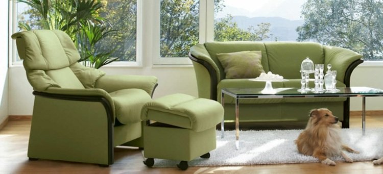 fåtölj stresslös eldorado grön klassisk design soffa soffbord glas