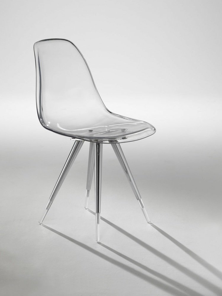 stol transparent ängel geni metall material plast