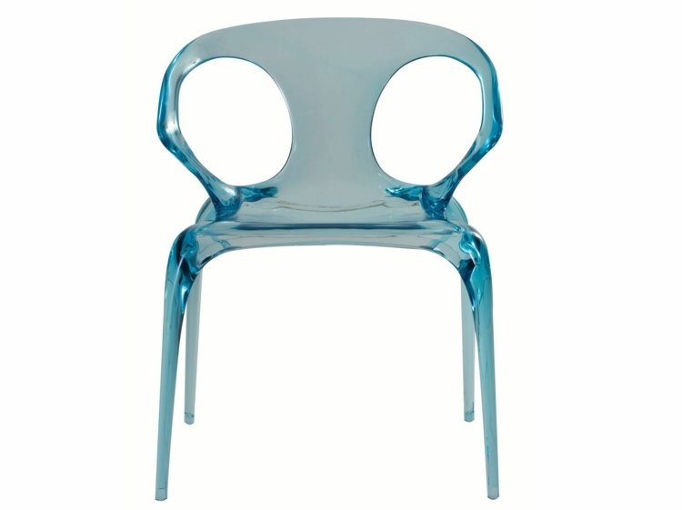 stol transparent ava roche bobois blå original ryggstödskomfort