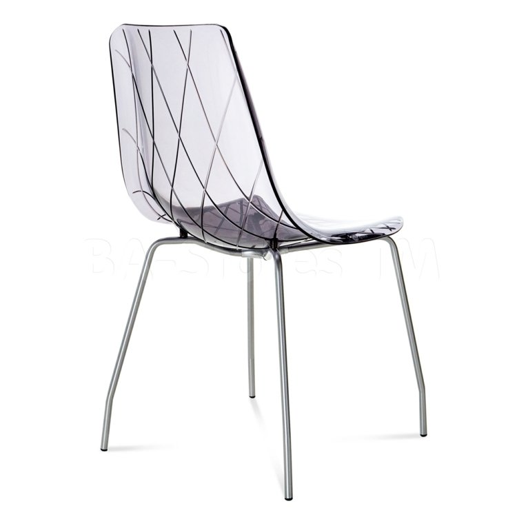 stol transparent lynea grå mönster rutiga metallben