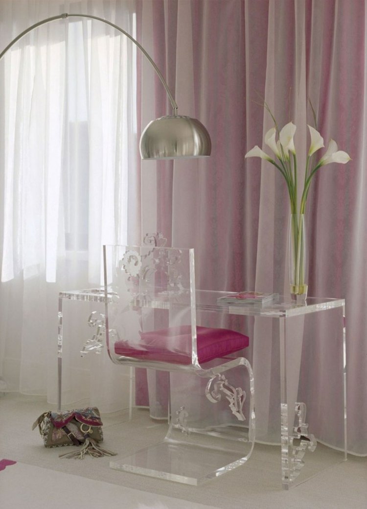 transparent stol romantisk stil motiv skrivbord toalettbord sovrum