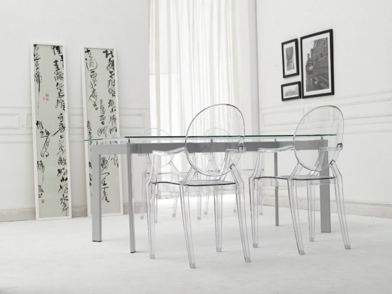 stol transparent akryl design stabil inredning matsal elegant