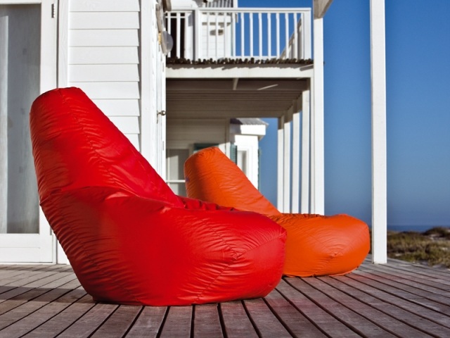 Zanotta läderklädsel möbler lounge beanbag röd utomhus sacco