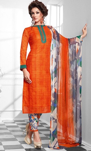 Straight Suit Design Orange Salwar Suit-5