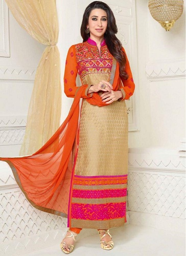 Συνδυασμός χρώματος Ζορζέ πορτοκαλί κοστούμι salwar
