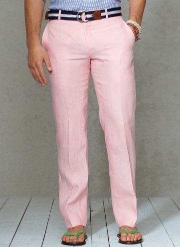 Ροζ λινό παντελόνι