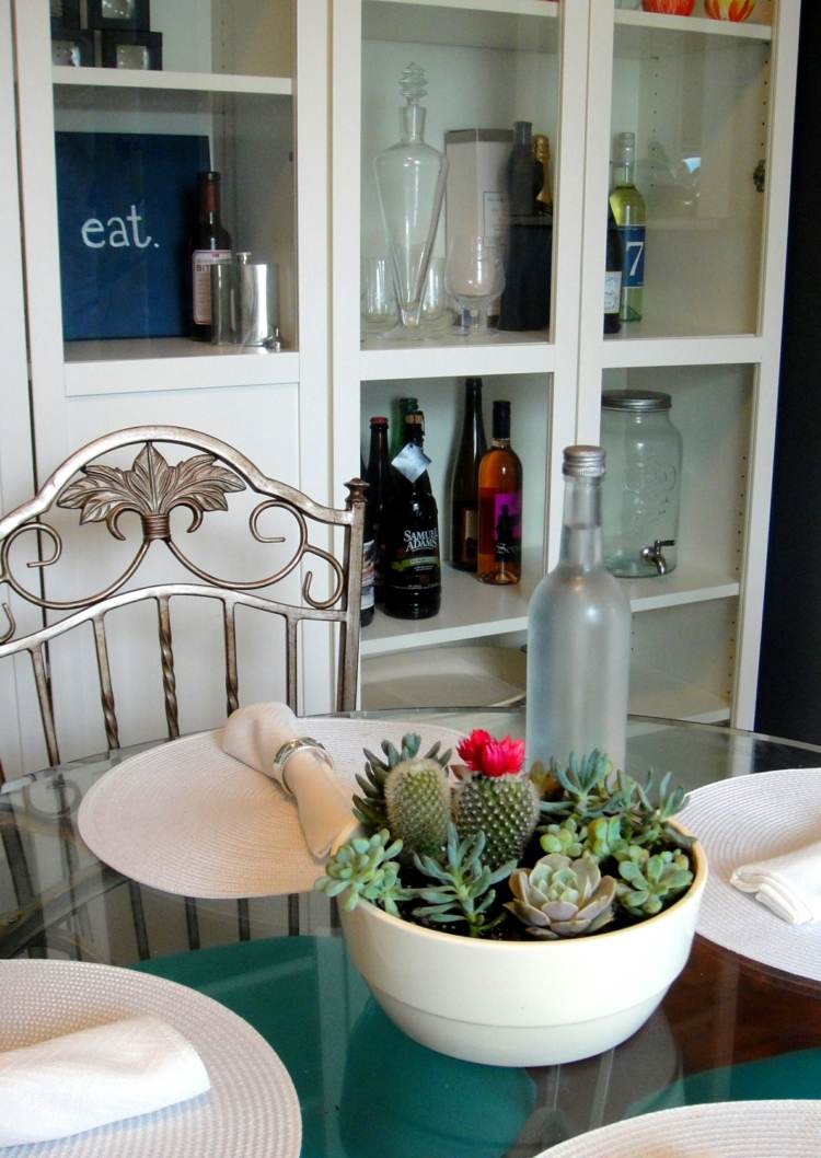 arrangemang succulenter skål växter behållare glasbord dekoration