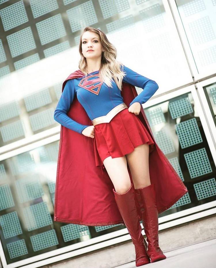 Superwoman kostym cosplay kjol blus bälte stövlar