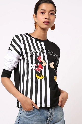 Φούτερ Disney Striped με εκτύπωση Mickey Mouse