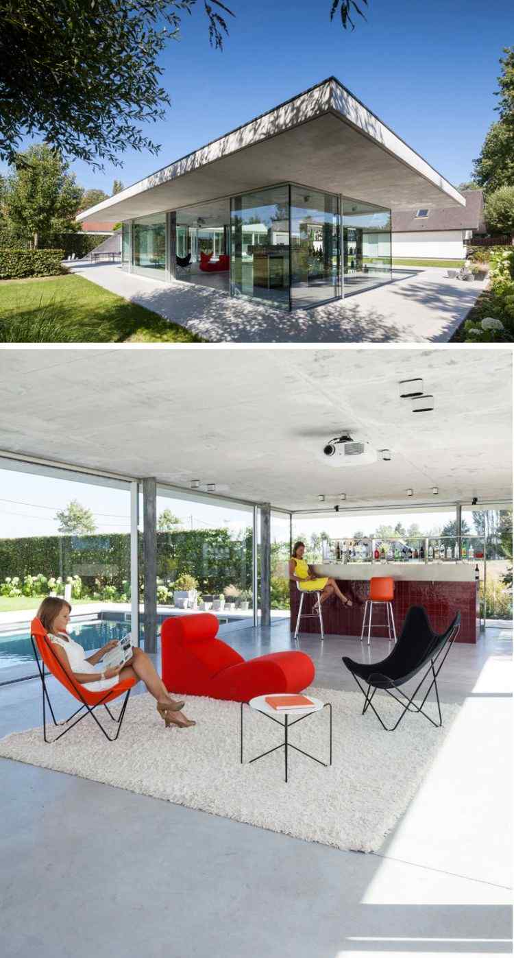 pool-i-trädgården-modern-design-glas-hus-vit-betong