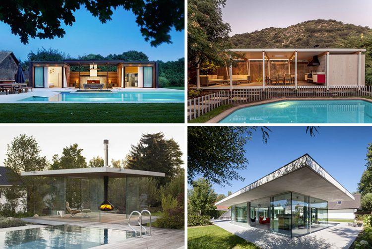 pool i trädgården modern design glas hus