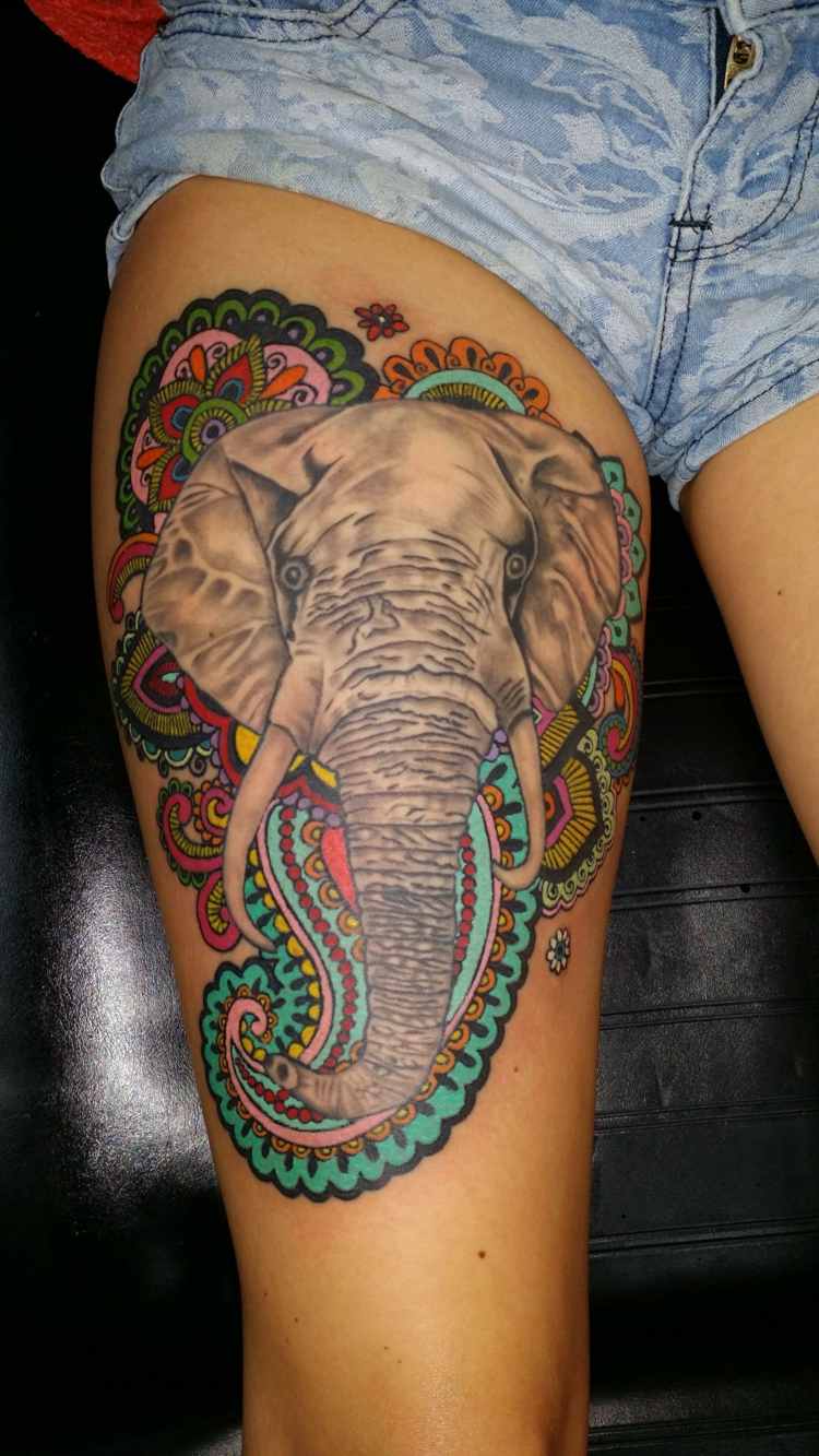 symbol-styrka-elefant-lår-färgstark-kinesisk-design