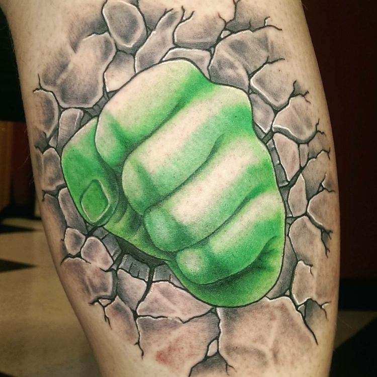 symbol-styrka-näve-grön-hulk-sten-genombrottskraft