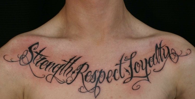 styrka respekt lojalitet bröstet tatuering symbol