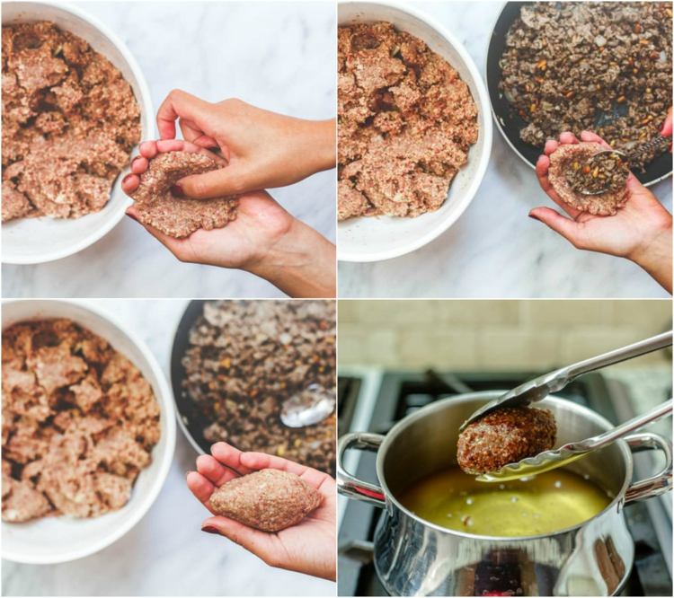 instruktioner dumplings kibbeh fyllning