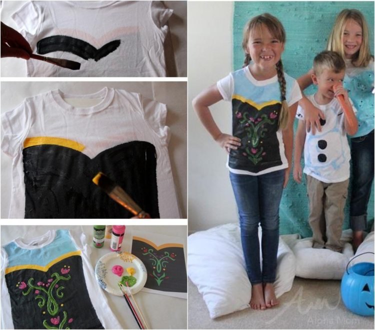 Måla t-shirten själv-textilfärg-barnens födelsedag-anna-eiskoenigin-film