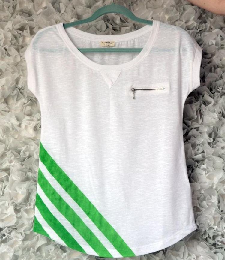 t-shirt-måla-själv-textil-färg-grön-ränder-diagonal