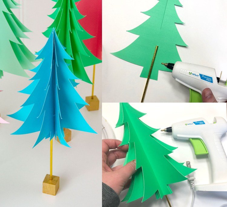 Tannenbaum papper tinker på shashlik spett stick idéer för mini julgran