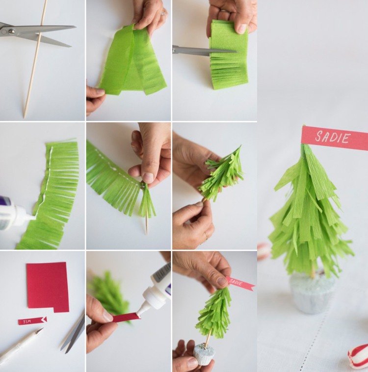 Gör julgranspapper självpapper, skapa idéer för festliga bordsdekorationer, skapa egna bordskort