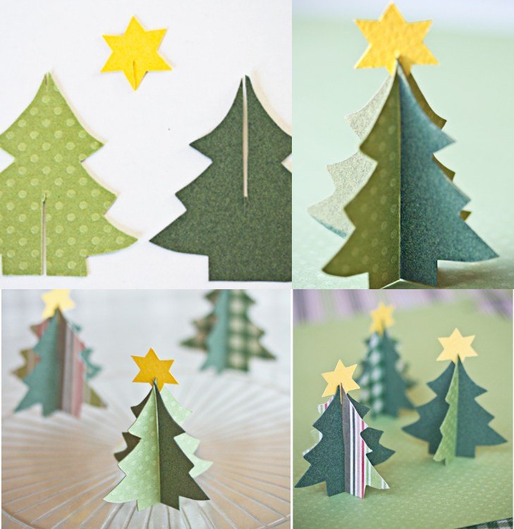 Tinker julgran Papper instruktioner Klipp ut detaljer Hantverksidé för platskort