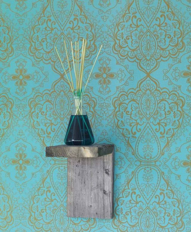 prydnads-non-woven-tapeter-turkosa-färger-modern-vägg-design-rosmerta