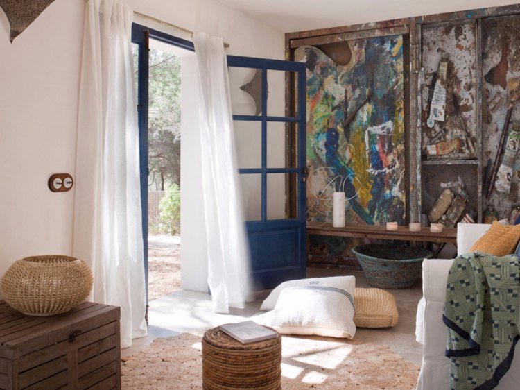 ovanlig tapet vardagsrum boho stil inkiostro bianco