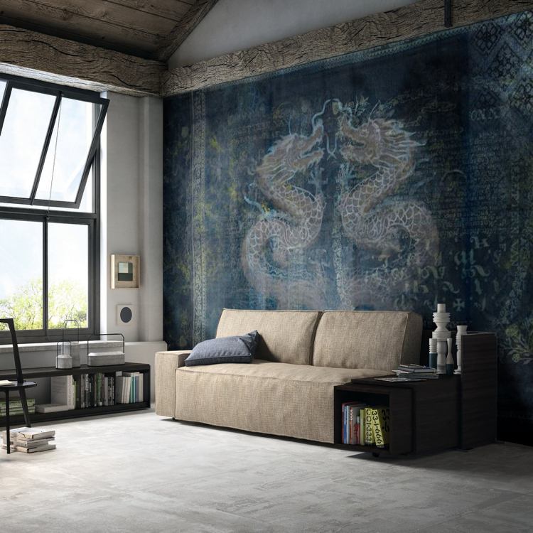 Tapet vardagsrum ovanliga drakförslag Feng Shui inredning