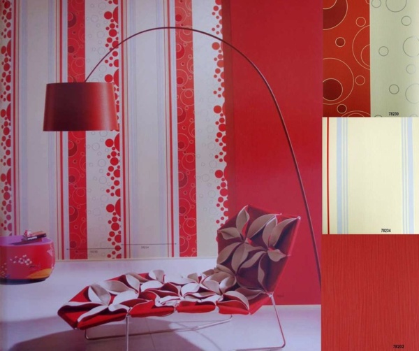 modern-interiör-design-mix-röd-tapet-mönster