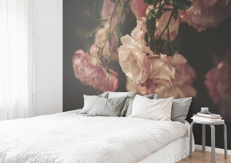 Motiv fototapeter blommor ros tapeter sovrum