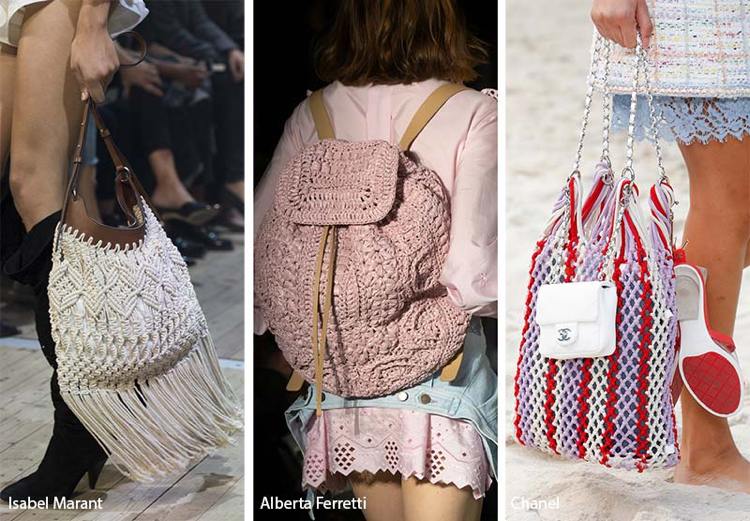 Väskor trender 2019 stickade väskor frans hippie boho look