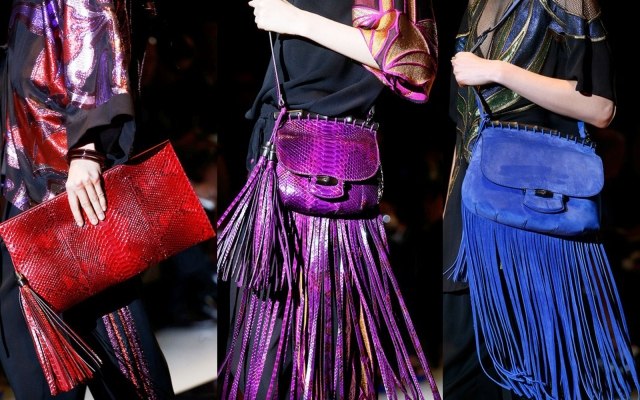 Gucci designer handväskor 2014 trend fransade extra lång