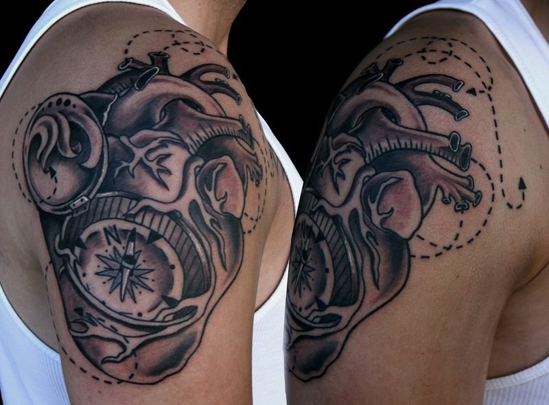 Tatuering överarm män motiv kompass
