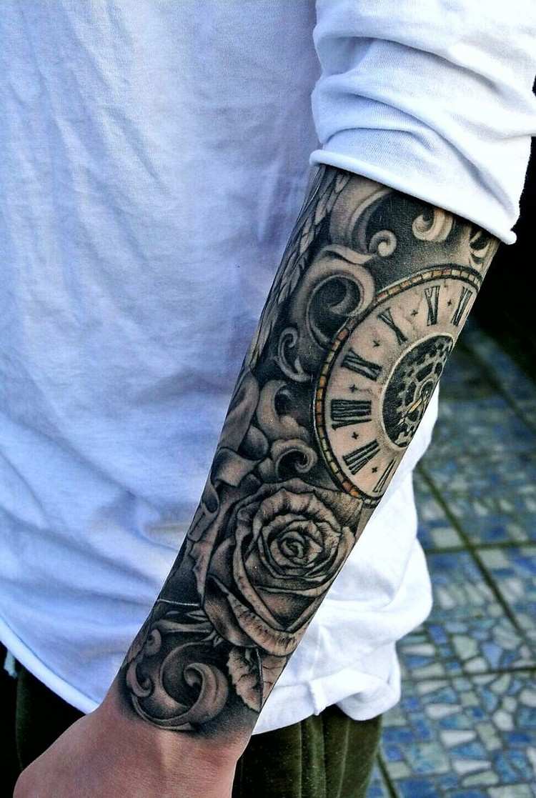 tatuering underarm ärm blomma klocka