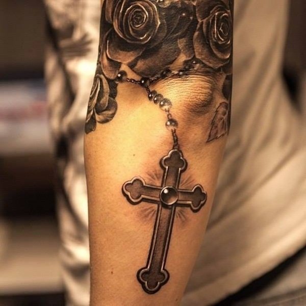 3d kors-med-kedja underarm tatuering design män