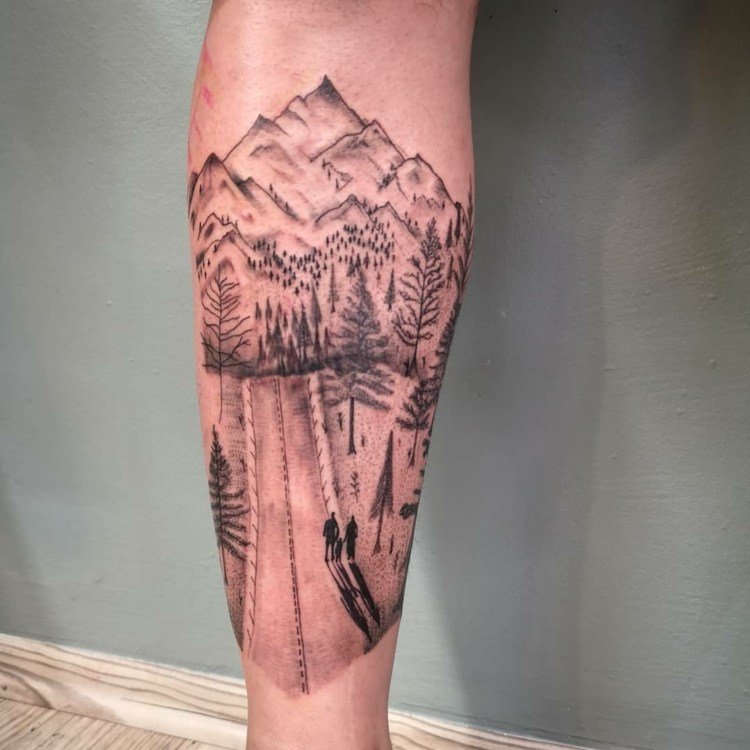 Tattoo Mountains Forest Betydelse Underarm Tattooing Woman