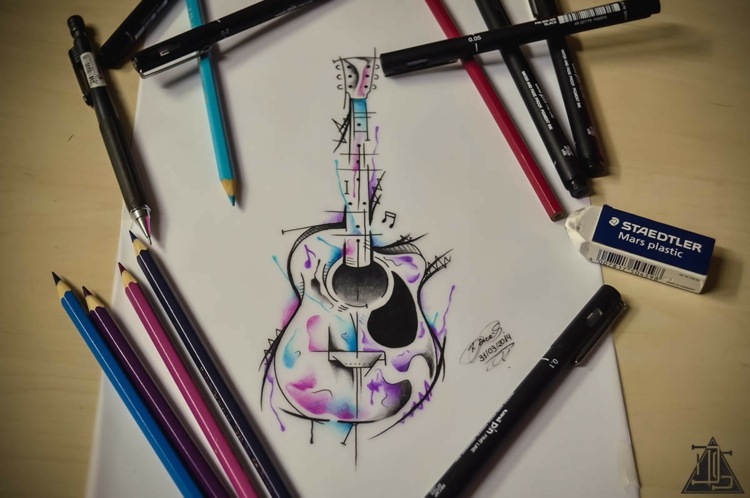 Tatuering bilder idéer gitarr mall design