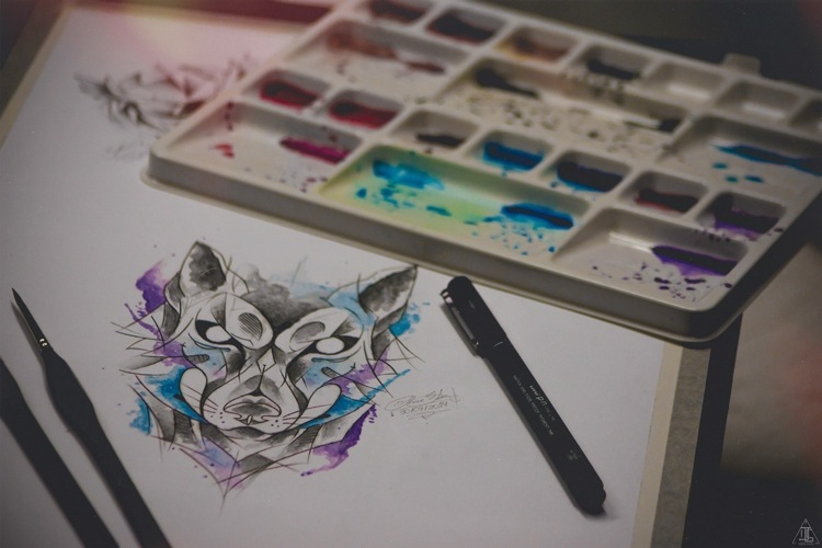 Tatuering bilder idéer varg mall design