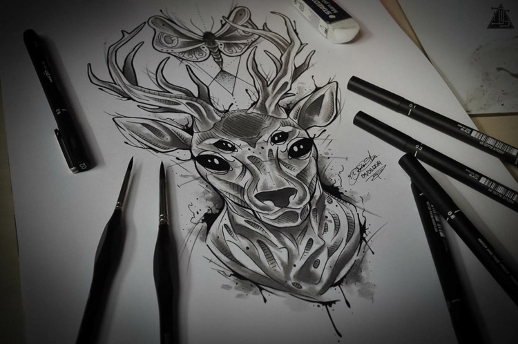 Tatueringsbilder-idéer-mallar-djur-stora-underben