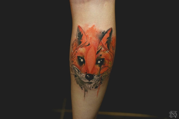 Tatueringsbilder idéer räv underbensmotiv