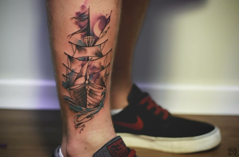tatueringsbilder och idéer skepp akvarell look shinbone