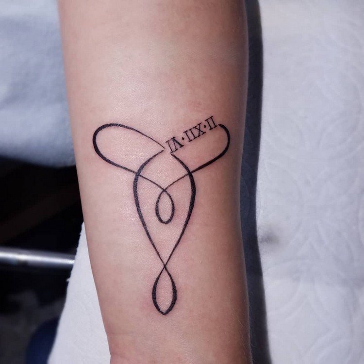 moderskapssymbol födelsedatum tatuering underarm