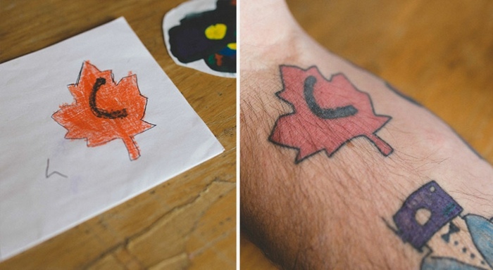 tatuering idé för fäder ritning patriotiska lönnlöv Kanada