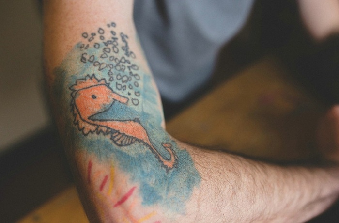 far tatuering barn ritning sjöhäst original idé