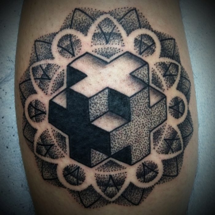 mandala cross tattoo idéer för män geometrisk design