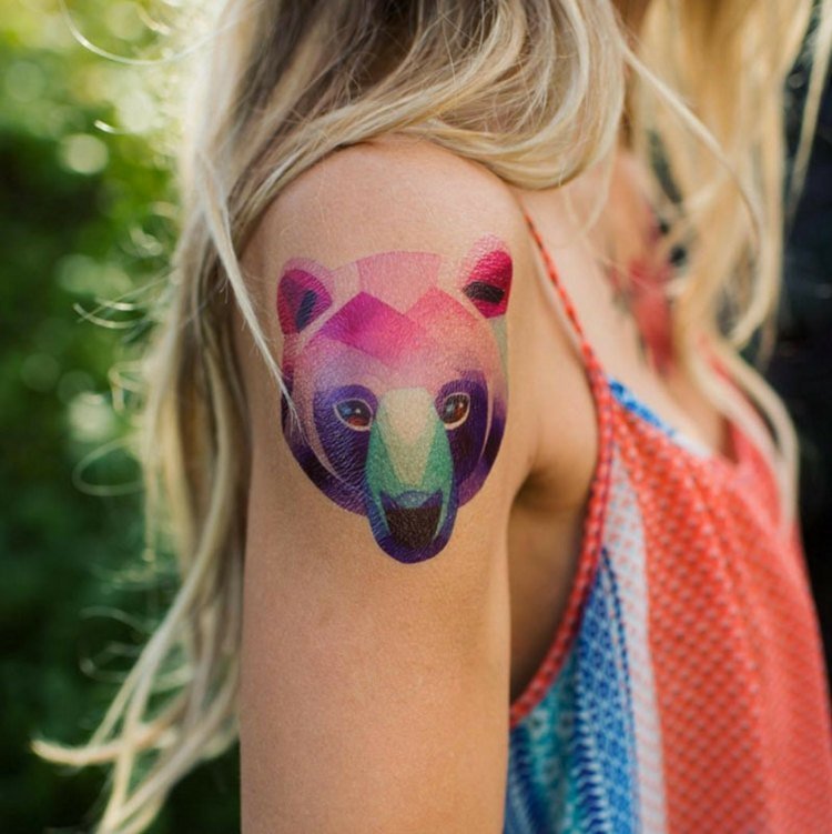 tatueringsmotiv unisex-idé-björn-ombre-minimalistisk-geometrisk